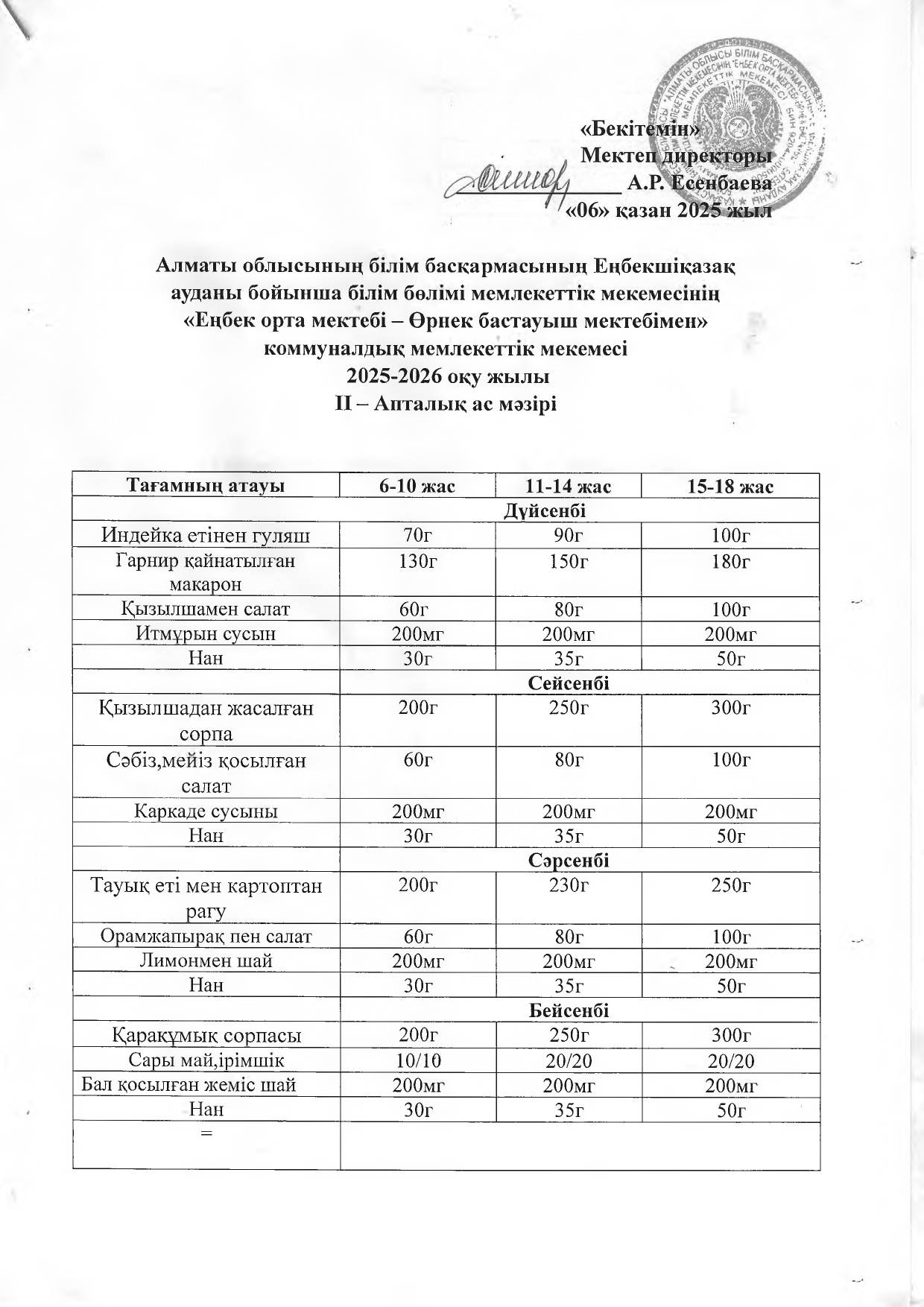 МЕНЮ 2-неделя